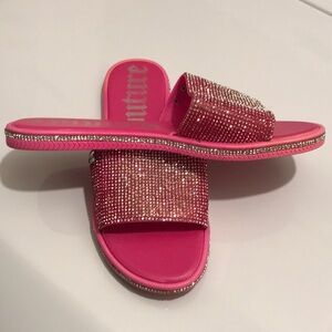 JUICY COUTURE Pink Rhinestone Slide Sandals
